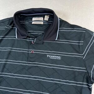 Tehama Mens Green Striped Firestone Country Club Golf Polo Shirt Large L